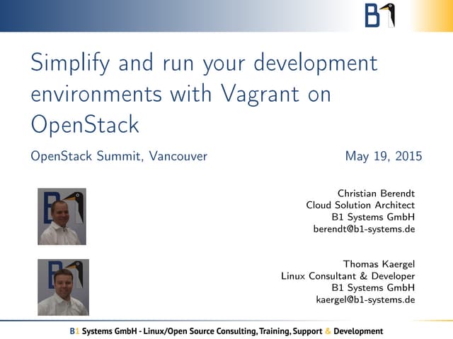 Simplify and run your development environments with Vagrant on OpenStack