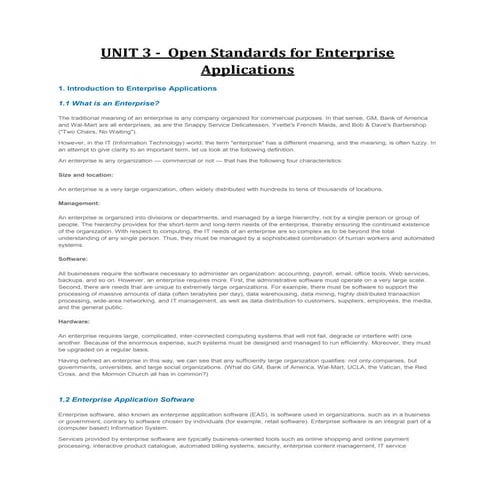 Open standards for enterprise applications