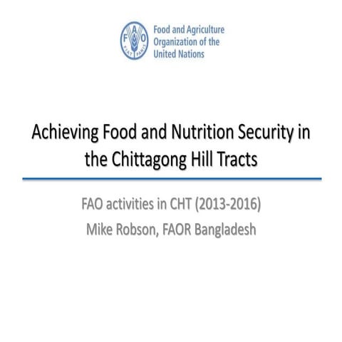 Achieving Food and Nutrition Security in the Chittagong Hill Tracts
