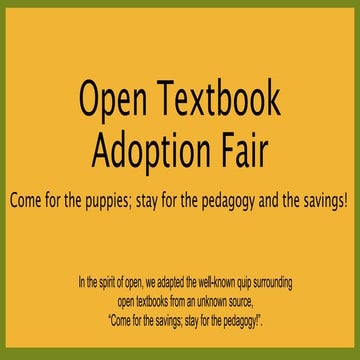 Open Textbook Adoption Fair