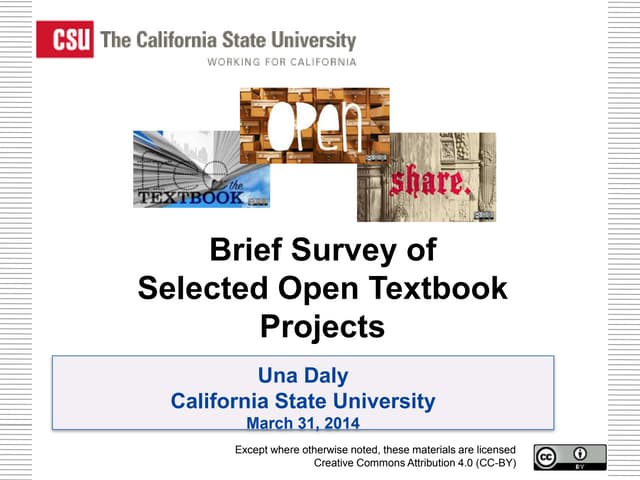 Brief Overview of Selected Open Textbook Projects