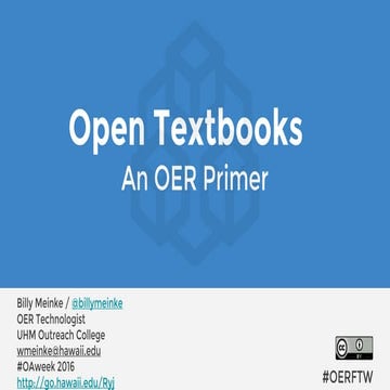 Open Textbooks and OER for Open Access Week 2016 at UH Manoa