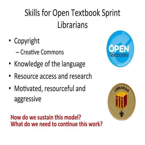 Skills for Open Textbook Sprint Librarians