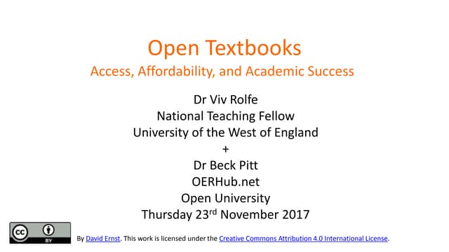 Open textbooks Staffordshire University Workshop