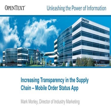 OpenText ECR Presentation - Order Status App