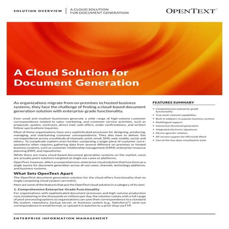 OpenText PowerDOCS: A Cloud Solution for Document Generation
