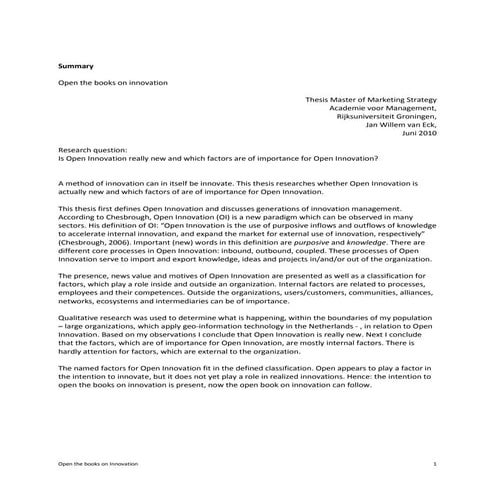 Open The Books On Innovation