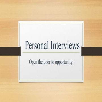 Personal Interview