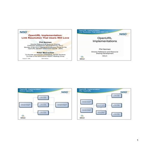 Norman and McCraken, "OpenURL Implementation: Link Resolution That Users Will...