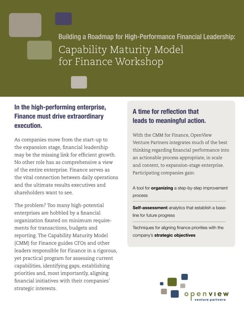 Capibility Maturity Model for Finance - OpenView Venture Partners