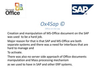 Ox4Sap © integrates Sap and Ms-office