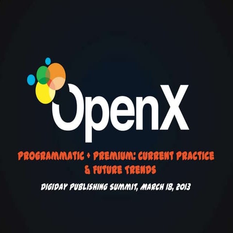 OpenX Survey: Programmatic + Premium: Current Practice & Future Trends