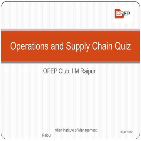Operations Quiz - IIM Raipur