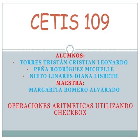 Operaciones aritmeticas utilizando checkbox