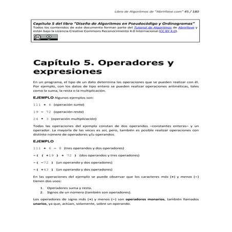 Operadores y expresiones en pseudocódigo