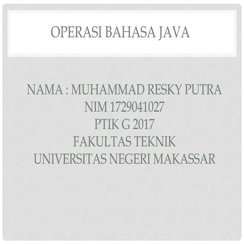 Operasi bahasa java