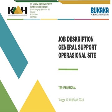 Comprehensive Job Description and Operational Support Roles at PT ...