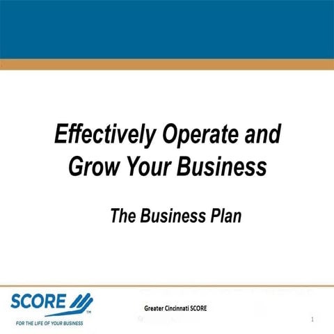 Operate and Grow Business - Business Plan
