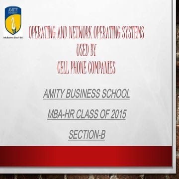 Operating and network operating systems