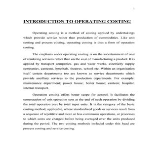 Operating costing m.com part 1 project