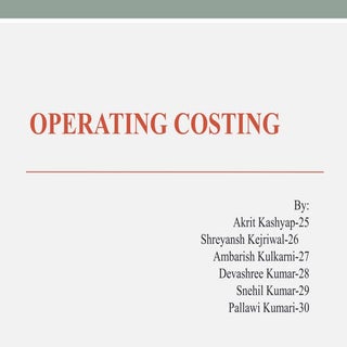 Operations and Services Costing 