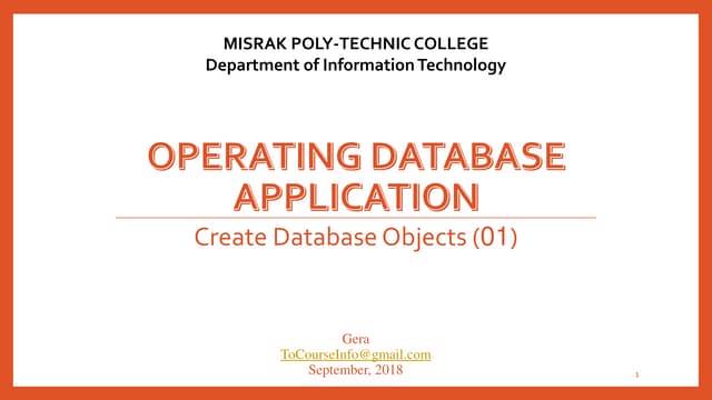 Operating Database Application ODA