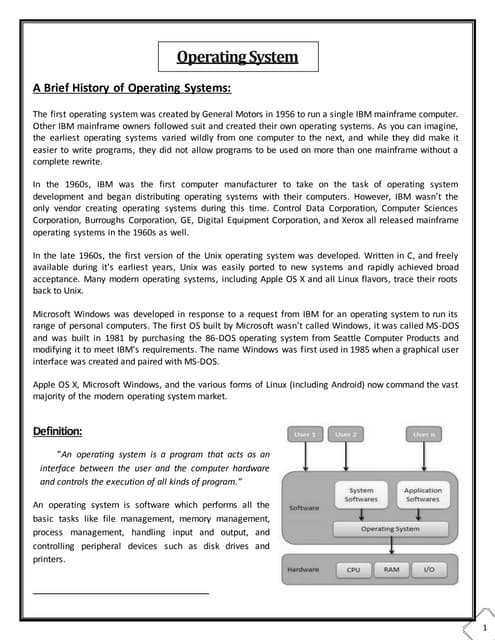 Introduction to Operating System