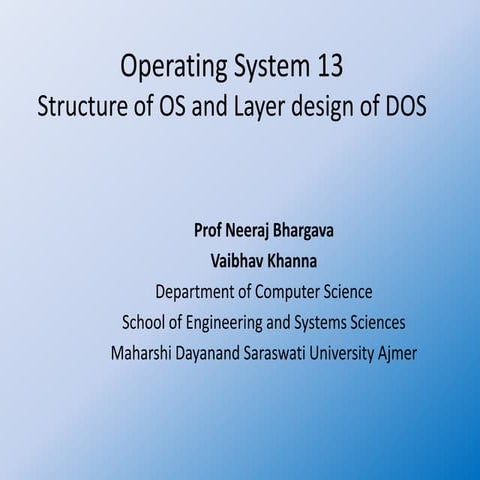 Operating system 13 structure of os and layer design of dos | PPT