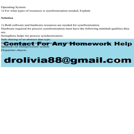 Operating System1) For what types of resources is synchronization.pdf
