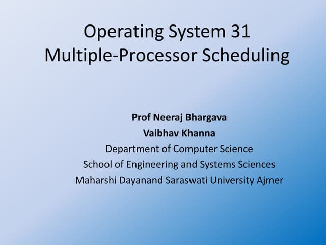 Operating system 31 multiple processor scheduling