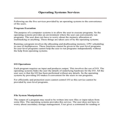 Operating systems services