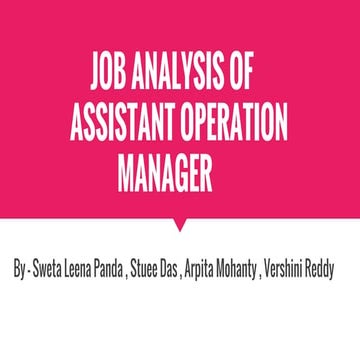Job Analysis of Operation 
