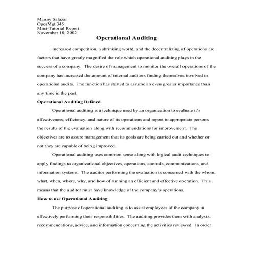 Operational Auditing