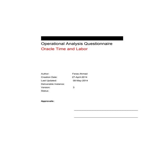 Operational analysis questionnaire otl