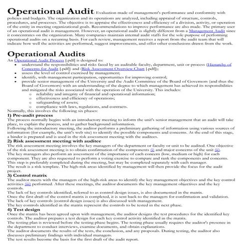 Operational audit