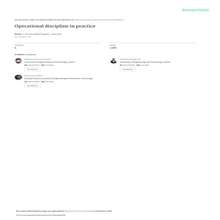 Operational discipline in practices - Build the safety culture