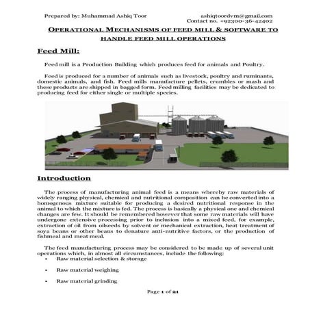 Operational mechanisms of feed mill