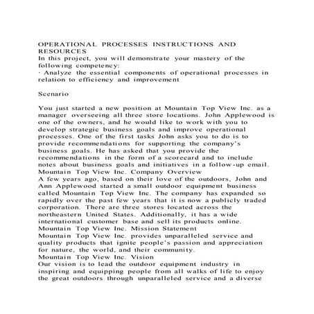 Operational processes instructions and resources in this project, | PDF