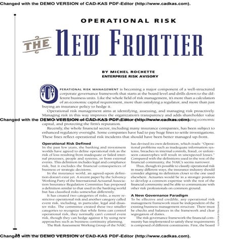 Operational risk: the new frontier