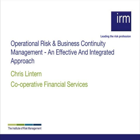 Operational risk & business continuity management