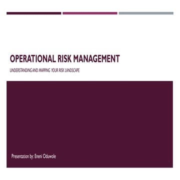 Operational Risk Management - Understanding Your Risk Landscape