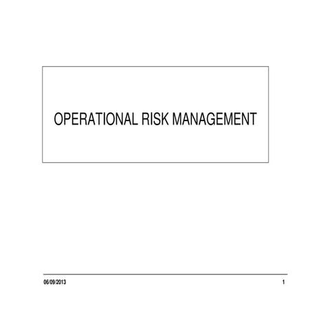 Operational risk management and measurement