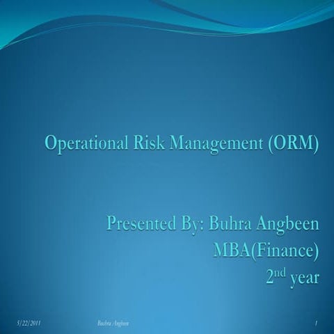 Operational risk management (orm)