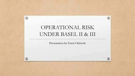 Operation Risk Management 03 | PPT