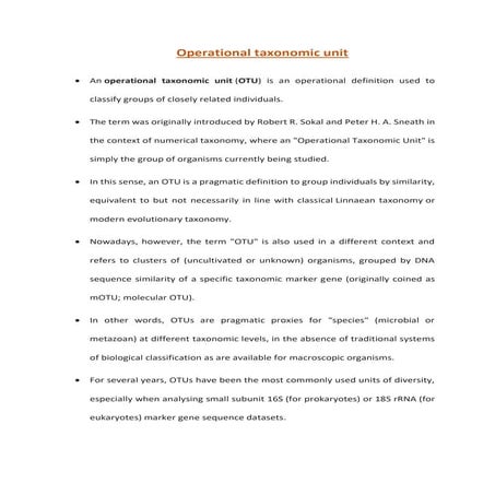 Operational taxonomic unit (OTUs)