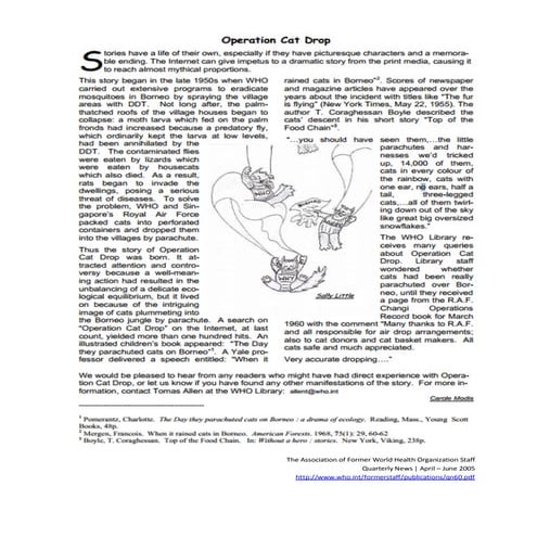 Operation Cat Drop - WHO | PDF