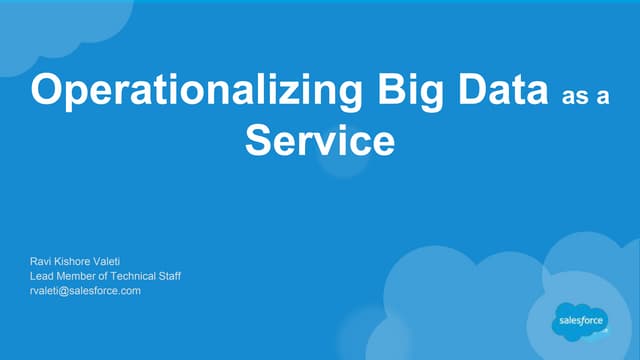 Operationalizing Big Data as a Service