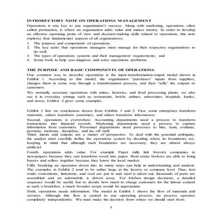 Operation management