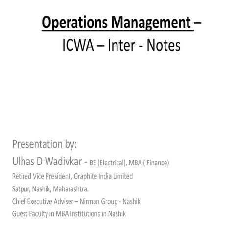 Operation Management  ( ICWA Inter)