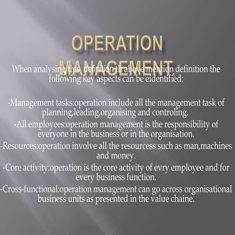 Operation management
